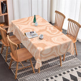 Lofaris Abstract Wave Beige Decorative Rectangle Tablecloth